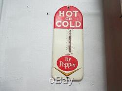 1960's Vintage Dr. Pepper Soda Cola Tin Thermometer Sign
