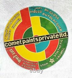 1960s Vintage Comet Paints Enamel Lacquer Advertising Colorful Tin Sign Round
