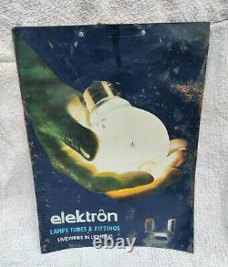 1960s Vintage Electron Lamps Tubes & Fittings Bulb Advertising Tin Sign Board
