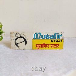 1960s Vintage Musafir Star Bicycle Lock Advertising Tin Sign Board TS9