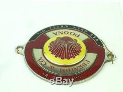 24019 Old Vintage Car Badge Enamel Sign Dash Suppliers Plate Shell Oil Poona Tin