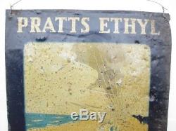 24895 Old Vintage Garage Sign Tin n0t Enamel Pratts Gas Oil Petrol Pump Globe