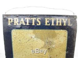 24895 Old Vintage Garage Sign Tin n0t Enamel Pratts Gas Oil Petrol Pump Globe