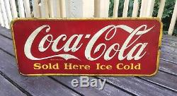 29 Vintage 1946 DRINK Coca-Cola Sold Here ICE COLD Metal Tin Sign Canada