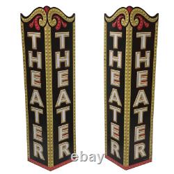 2PCS Lot Theater Movie Room Vintage Style Triangle Embossed Metal Tin Wall Signs