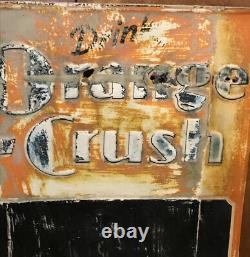#2 Genuine Vintage Embossed Tin 1932 Orange Crush Chalkboard Sign With Crushy