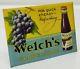 30s Vintage Welch's Grape Juice Tin Litho Soda Pop Advertising Sign Grapette Era