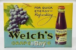 30s vintage Welch's Grape Juice tin litho Soda Pop advertising sign Grapette era