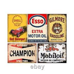 35 Pieces Reproduced Vintage Tin Signs Bundle, Gas Oil Retro Advert Antique M
