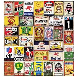 35 Pieces Reproduced Vintage Tin Signs, Gas Oil Retro Advert Antique Metal Si