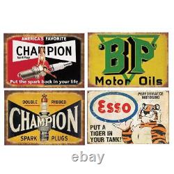 35 Pieces Reproduced Vintage Tin Signs, Gas Oil Retro Advert Antique Metal Si