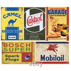 35 Pieces Reproduced Vintage Tin Signs, Gas Oil Retro Advert Antique Metal Si