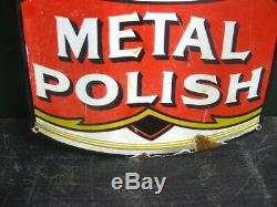 37838 Old Antique Vintage Enamel Sign Pelaw Metal Polish Tin Can