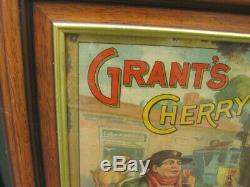 37901 Old Antique Vintage Tin N0t Enamel Sign Grant's Cherry Whisky Bottle Label