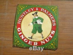 38273 Old Antique Vintage Enamel Sign Shop Advert Huntley Palmer's Biscuit Tin