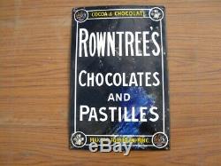 38275 Old Antique Vintage Enamel Sign Shop Advert Rowntree Cocoa Tin Can Box