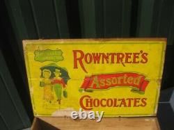 40110 Old Vintage Antique Card Chocolate Bar Wooden Box Tin Sign Rowntree's