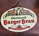 40s-50s Vintage Burger Beer Brewing Co. Tin Sign Rare 13.5 X 9.5
