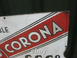 46976 Old Vintage Antique Enamel Sign Shop Advert Corona Typewriter Tin metal