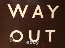 50s Vintage GWR Railway Station Platform WAY OUT Enamel Tin Metal Tray Sign