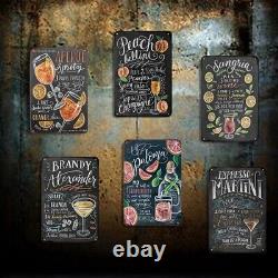 5X6Pcs Vintage Cocktail Tin Poster Metal Signs Wall Stickers Decoration3332