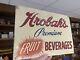 60's Era Advertising Hrobak's Fruit Beverages Tin Wall Sign Excellent Condition