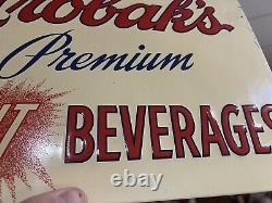 60's Era ADVERTISING HROBAK'S FRUIT BEVERAGES TIN WALL SIGN excellent condition