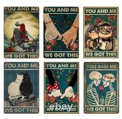 6PC Vintage Metal Tin Sign Retro You And Me We Got This Wall Decor 8x12 Inches