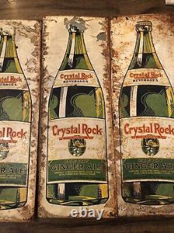 6 Vintage Crystal Rock Ginger Ale Advertising Tin Sign Original Soda Reading Pa