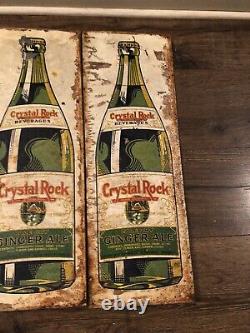 6 Vintage Crystal Rock Ginger Ale Advertising Tin Sign Original Soda Reading Pa