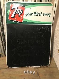 7up Chalkboard Sign Advertising Menu Board Your Thirst Away 19x27 VINTAGE Tin