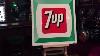 7up Double Sided Metal Hanging Vintage Advertising Sign For Sale 295