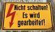 8 German Tin Sign Electric Switch Danger Warning Prohibited Vtg Rare