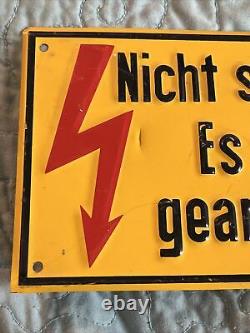 8 German Tin Sign Electric Switch Danger Warning Prohibited VTG RARE