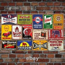 8x12 Inch Vintage Tin Sign Set Antique Decorations for Garage & Office Walls