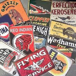 8x12 Inch Vintage Tin Sign Set Antique Decorations for Garage & Office Walls