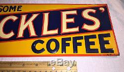 ANTIQUE ARBUCKLES COFFEE EMBOSSED TIN LITHO SIGN N/ CAN VINTAGE COUNTRY STORE