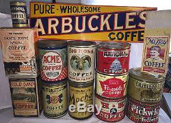 ANTIQUE ARBUCKLES COFFEE EMBOSSED TIN LITHO SIGN N/ CAN VINTAGE COUNTRY STORE