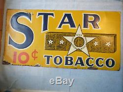 ANTIQUE VINTAGE 1930s EMBOSSED STAR TOBACCO TIN SIGN ADVERTISING CIGAR LITHO