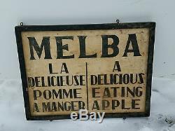 ANTIQUE/VINTAGE MELBA APPLE KITCHEN WALL DECOR ADVERTISING WOOD & TIN SIGN