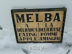 ANTIQUE/VINTAGE MELBA APPLE KITCHEN WALL DECOR ADVERTISING WOOD & TIN SIGN