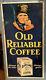 Antique Vtg Reliable Coffee Advertising Tin Litho Sign Original 20.5 X 10.5