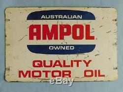 AUC2 Genuine Vintage Australian Owned AMPOL Motor Oil Tin Sign c1960s