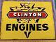 Authentic Vintage Clinton Chain Saw Engines Emb Tin Litho Stout Sign-18x24-nice