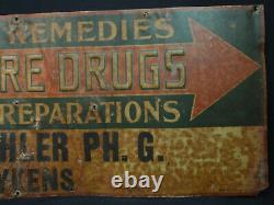 A. D. S Family Remedies For Pure Drugs Advertising Old Tin Vintage Drug Store Sign