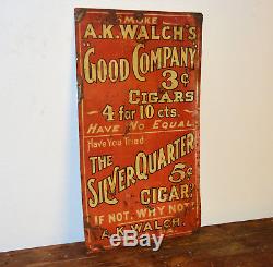 A. K Walch's cigars advertising tin sign vintage retro enamel antique industrial