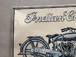 Advertising Indian Chief PowerPlus Motorcycle Sign Vintage Metal Tin Man Cave