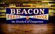 Amazing Beacon Farm Sign Feed Seed Metal Tin Original Vintage Old Huge Unused