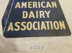 American Dairy Association Cow Bell Tin Sign Vintage Old Original Farm Milk Barn