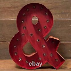 Ampersand Lighted Tin Red and Rust Hand Made Sign